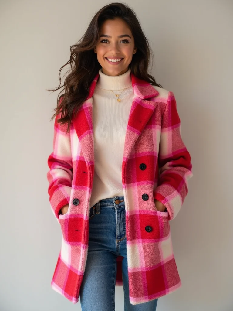 bold bright plaid winter coats