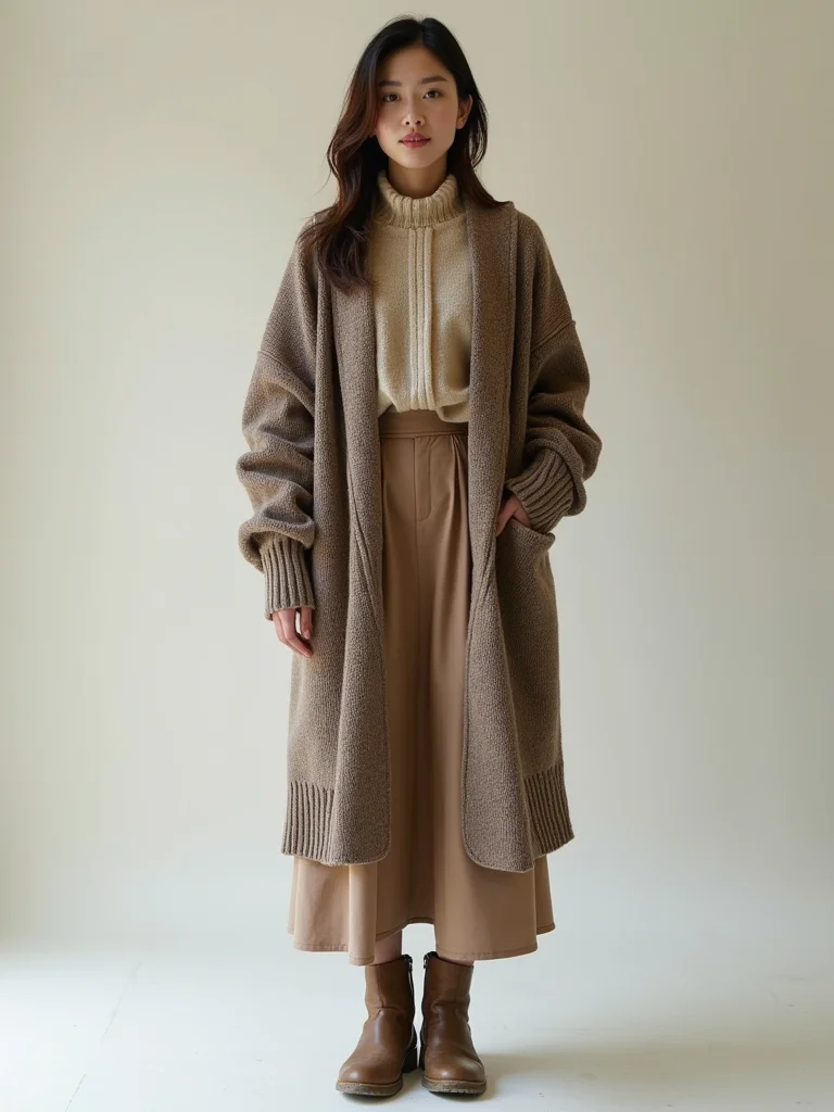 tucked waist chunky knit contrast