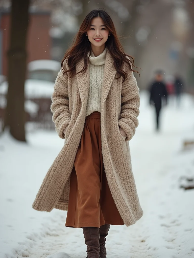 chunky cardigan with midi