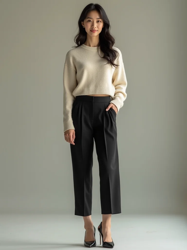 cropped cashmere with pleats