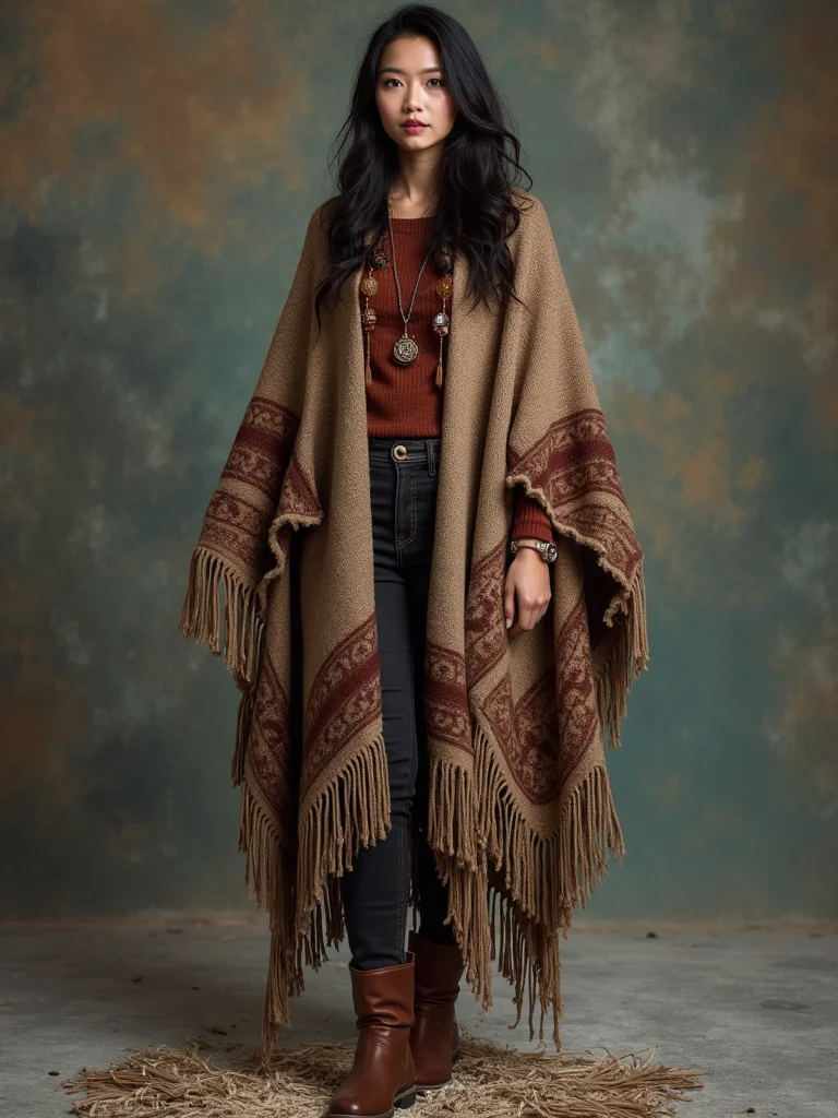wool fringe layered textured contrast