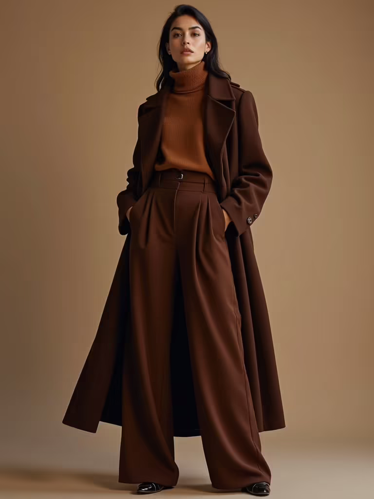espresso monochrome layered winter ensemble