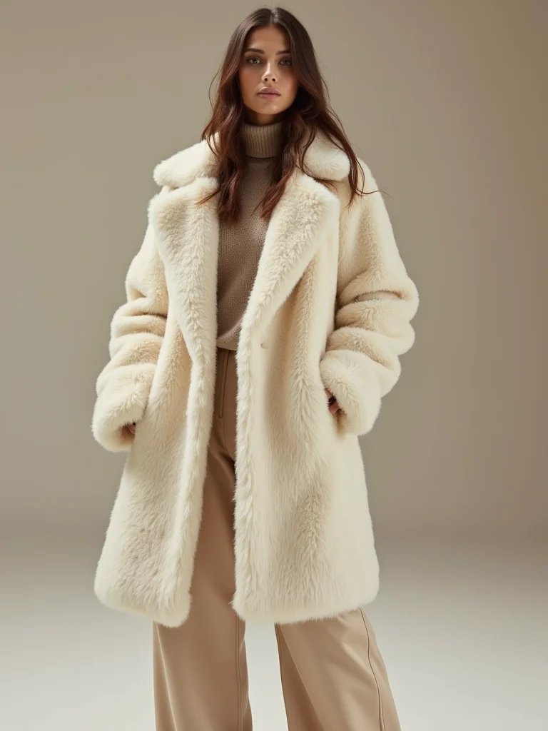 plush faux fur wide leg ensemble