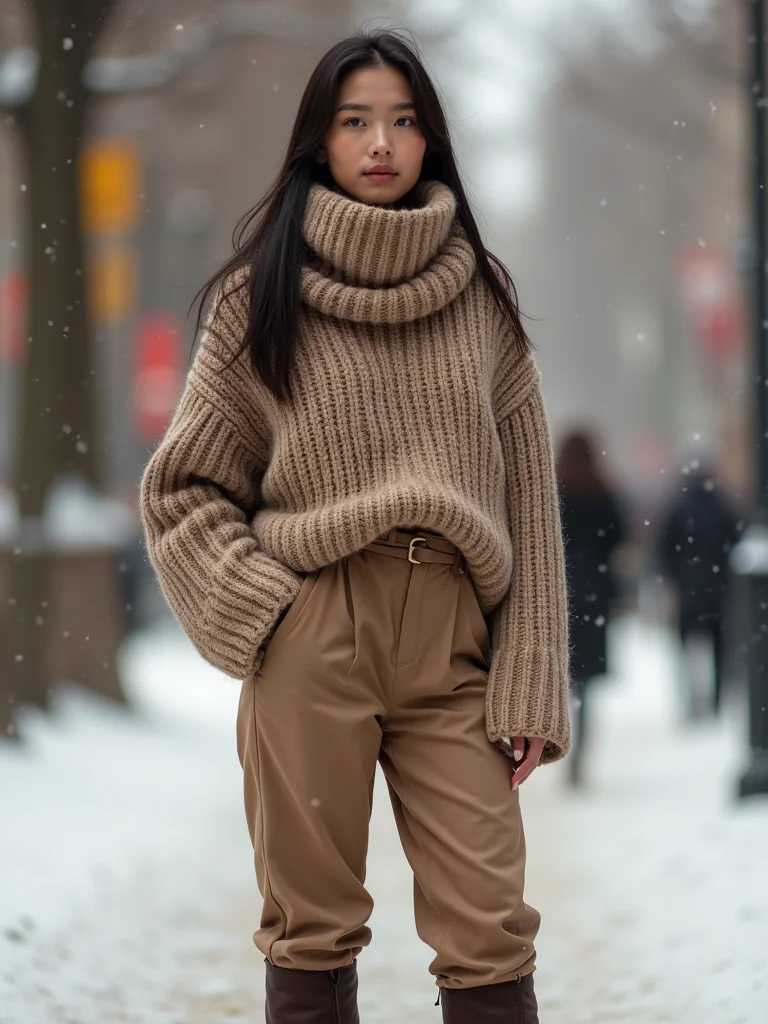 chunky layered textured knitwear
