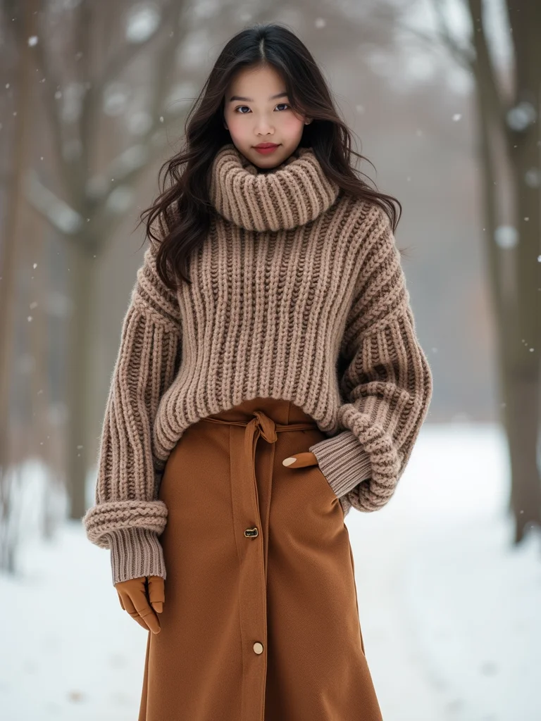 chunky sweater midi skirt