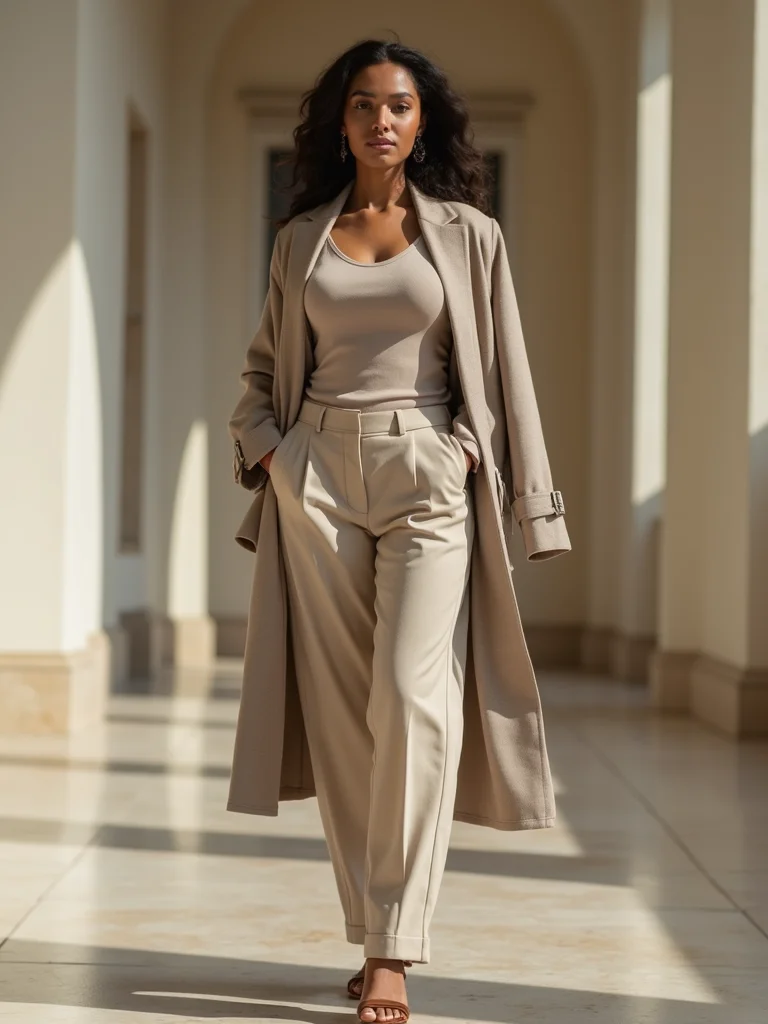sleek tailored neutral knitwear