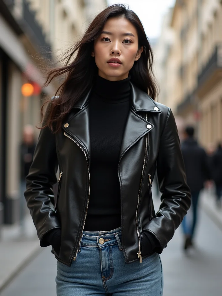 slim turtleneck under jacket