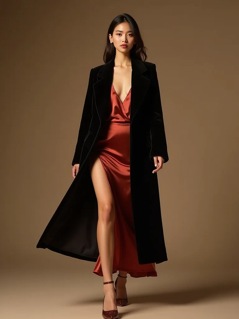 velvet blazer over slipdress