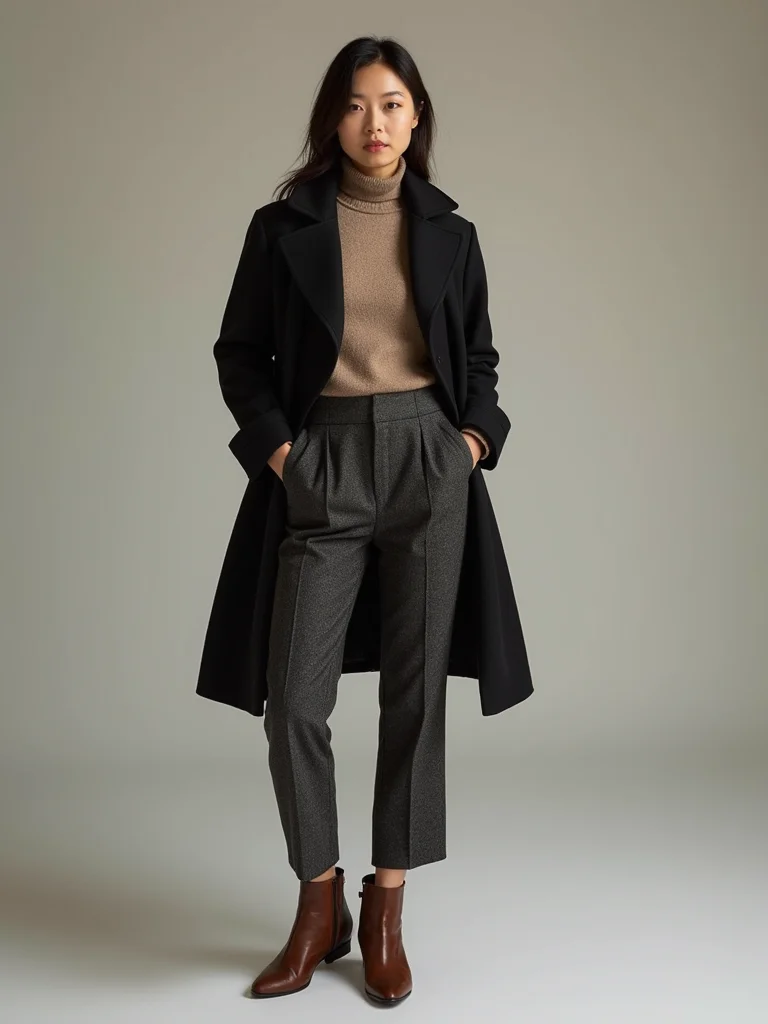 polished tailored wool trousers