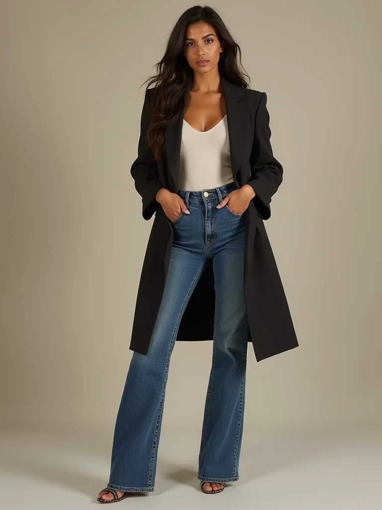 tucked tee belted blazer