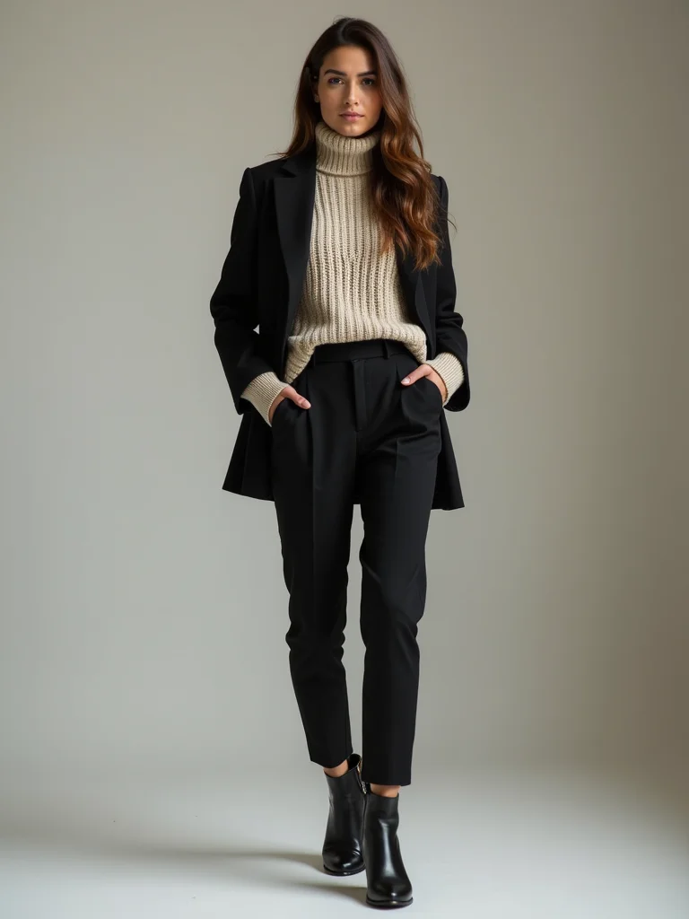 layered tailored cozy officewear