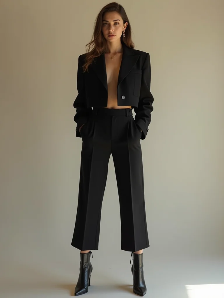 cropped blazer with trousers