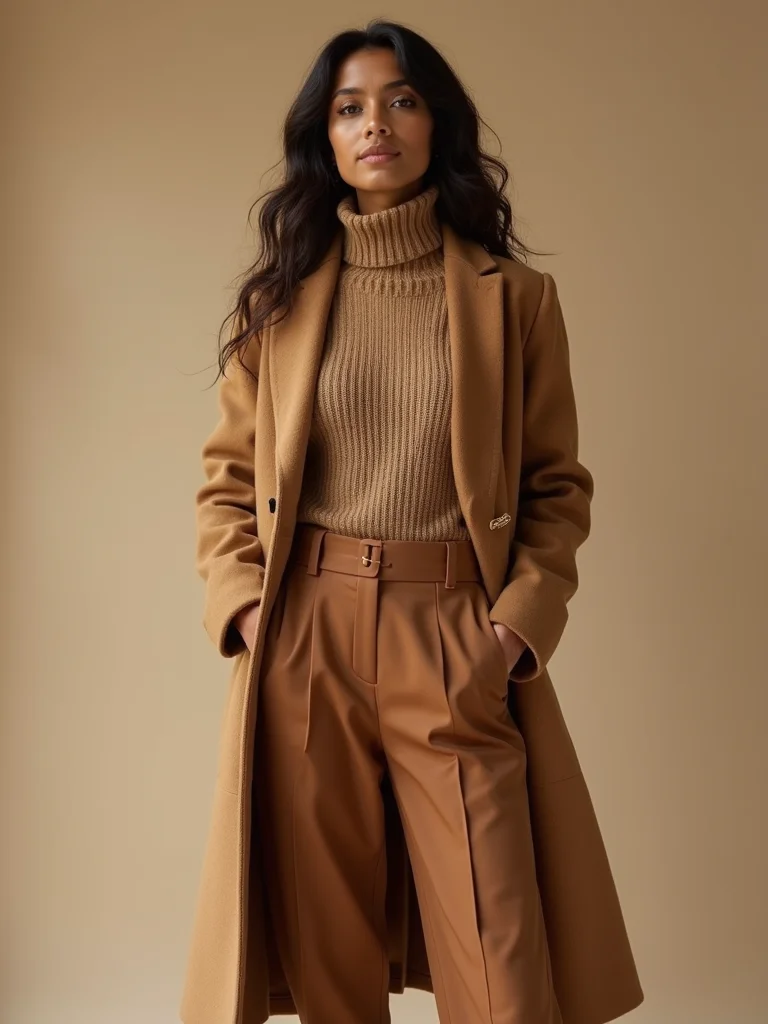 monochrome brown textured layered look