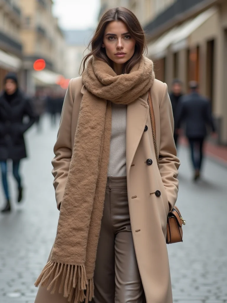 beige layers textured statement scarf