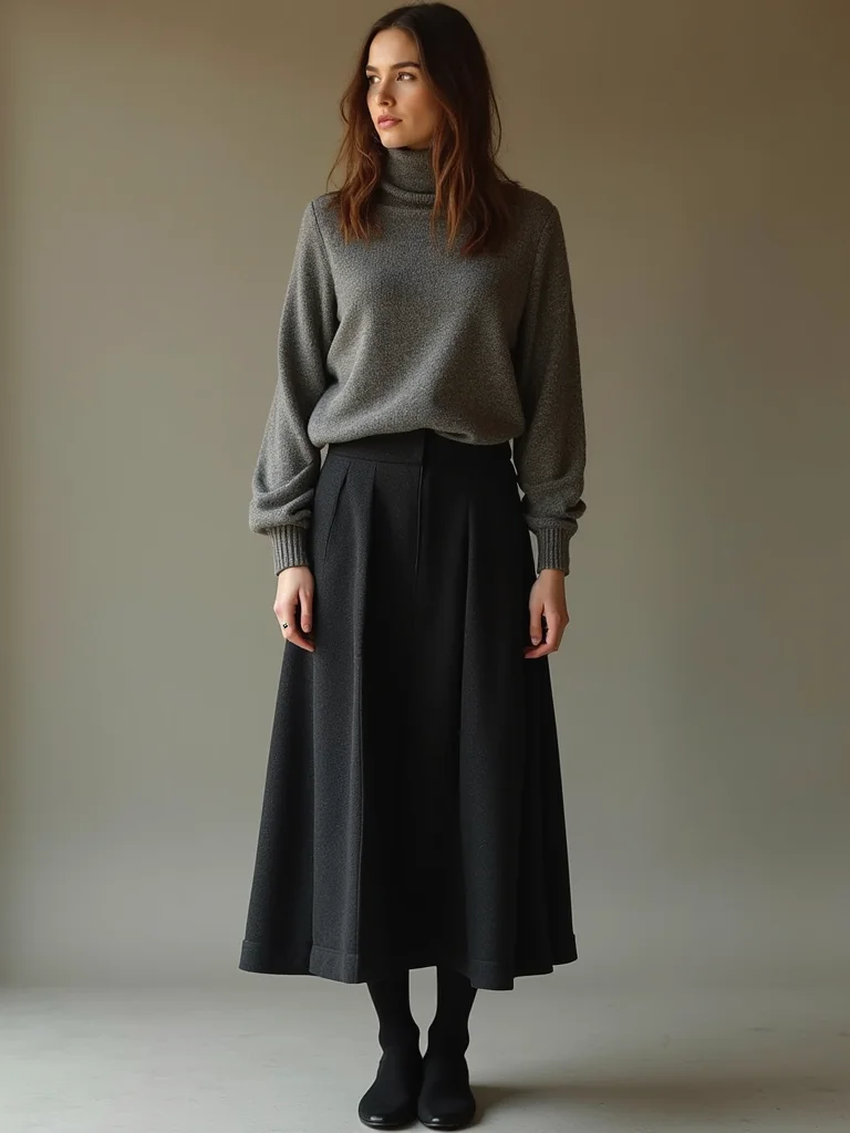 wool blends midi skirts