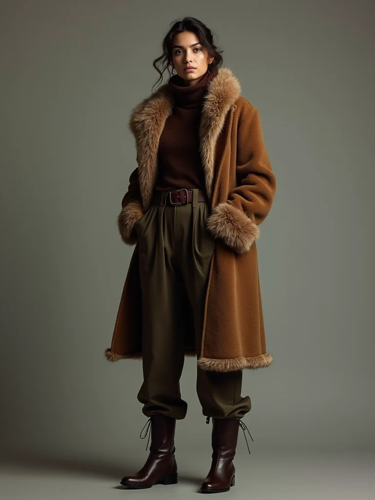 layered textures wool leather