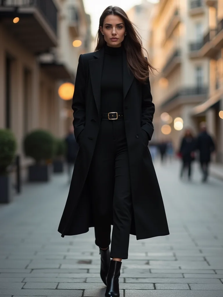 sleek turtleneck tailored coat