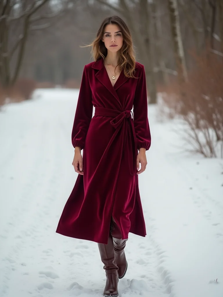 midi wrap dress with boots