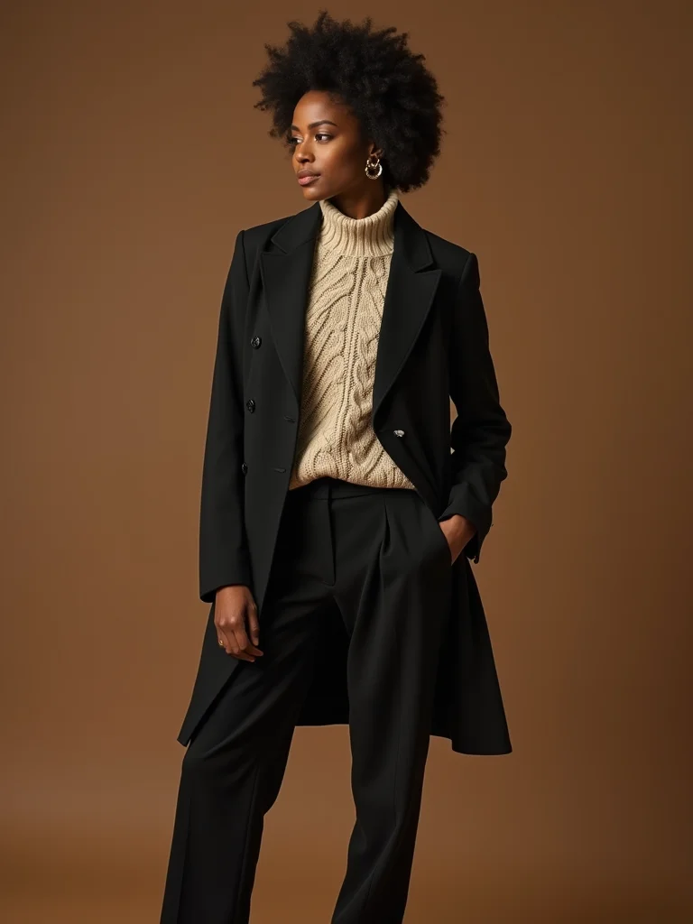 blazer over cable knit