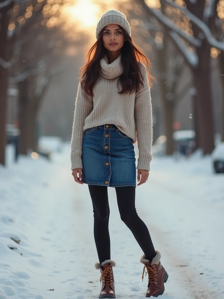 button front skirt over thermals