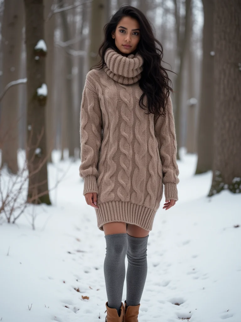 chunky cable knit dress ensemble