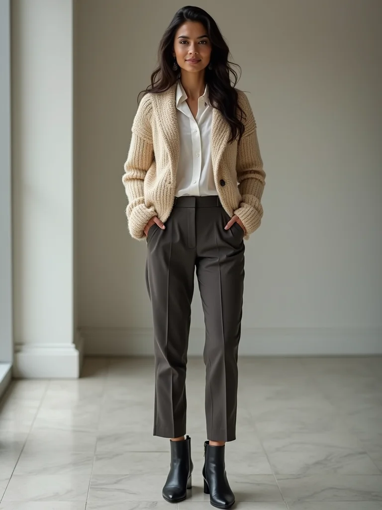 slouchy cardigan tailored polish