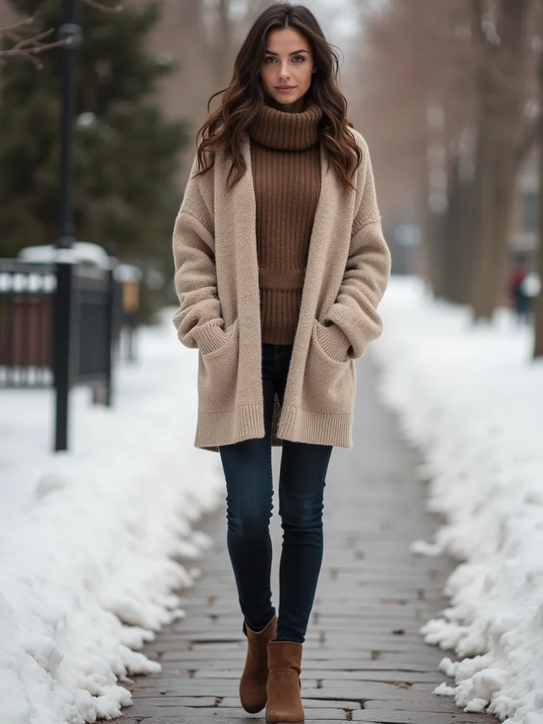 oversized cardigan slim jeans