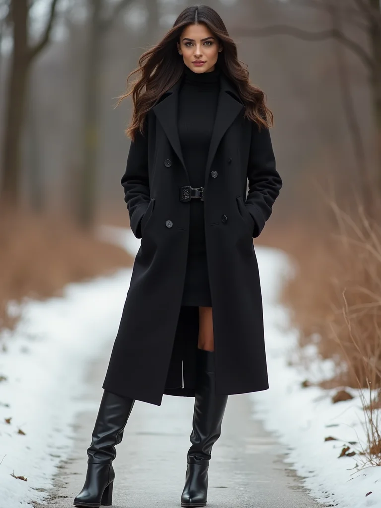 tailored coatdress with boots
