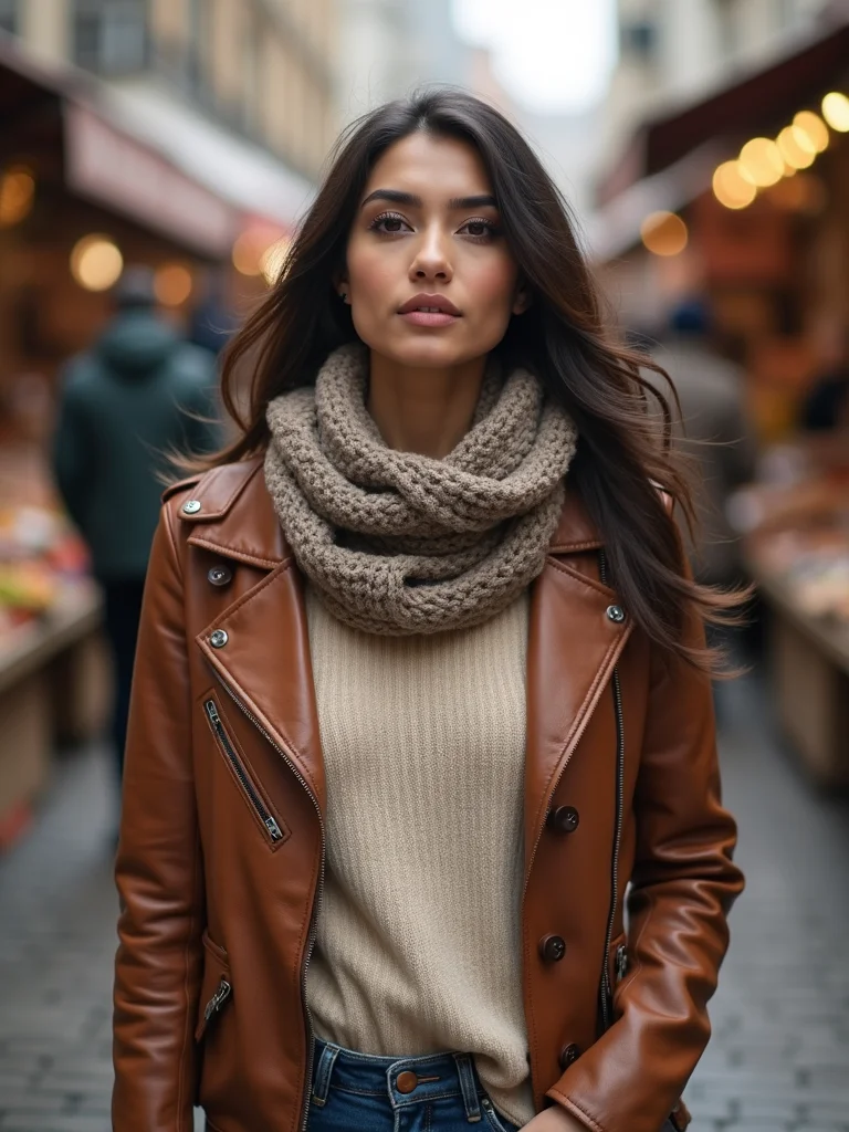 cozy knit meets leather
