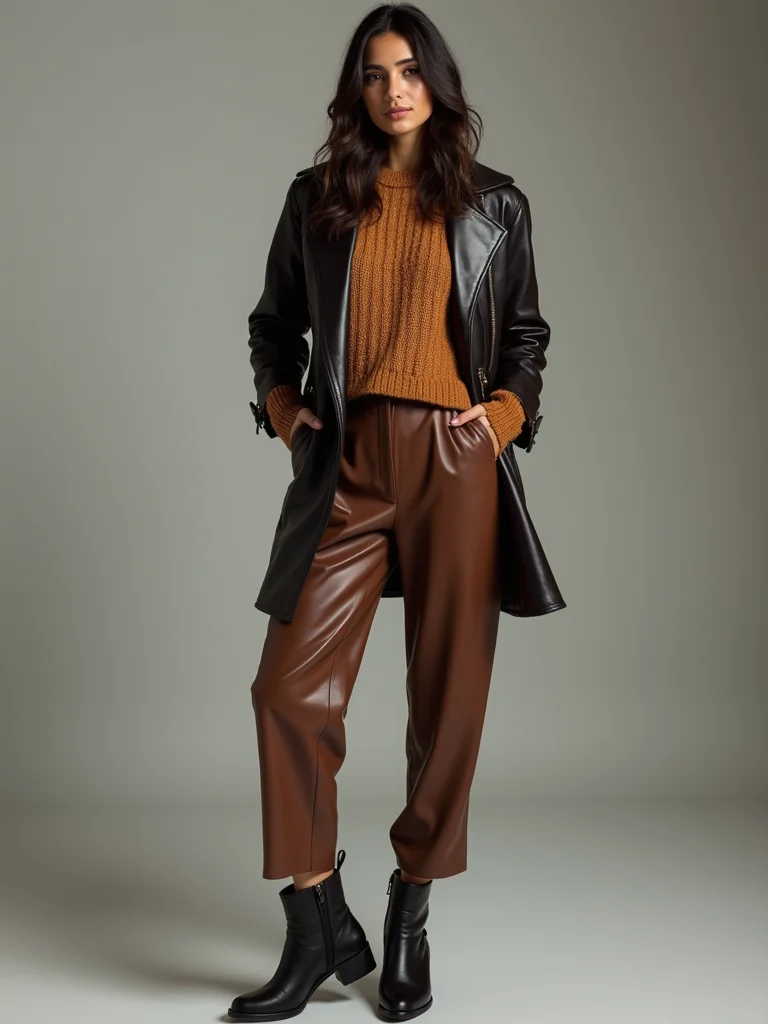 mixed leather textures for winter