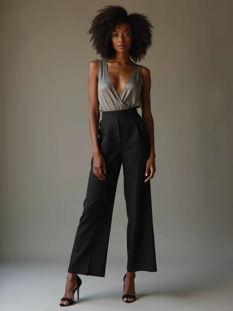 subtle metallic tailored high waist