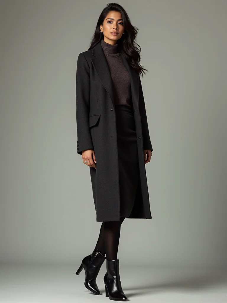 structured wool blend pencil skirt