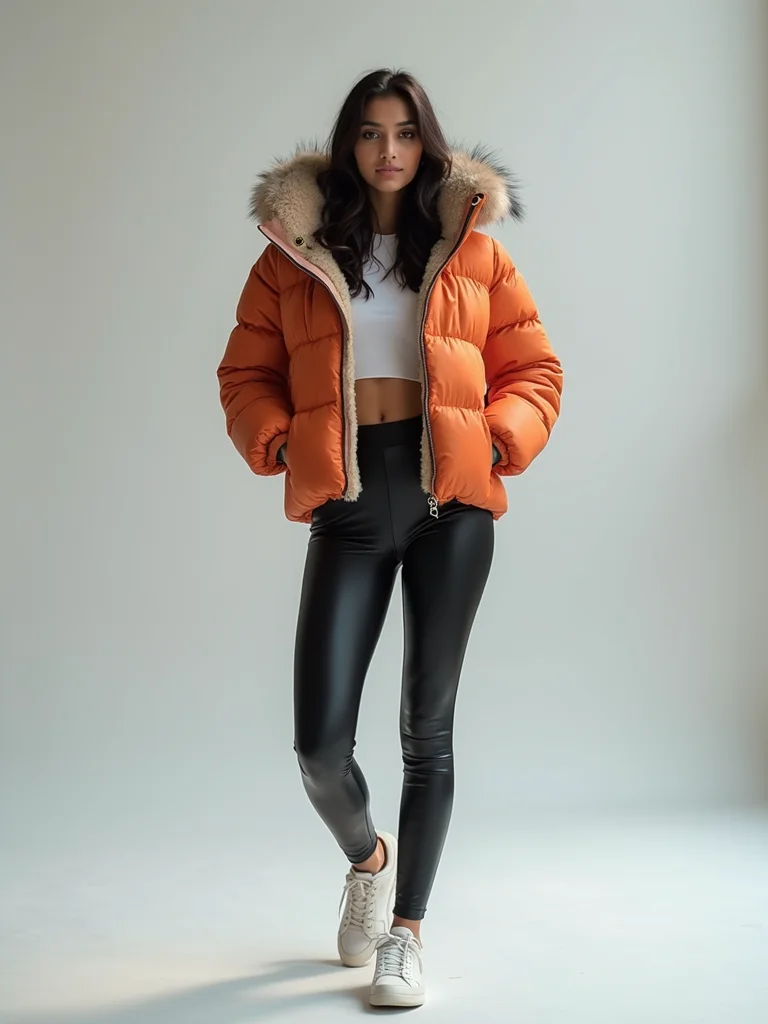 cropped puffer leather leggings
