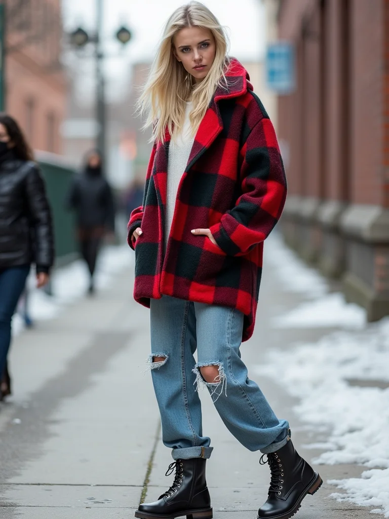 slouchy shacket combat boots