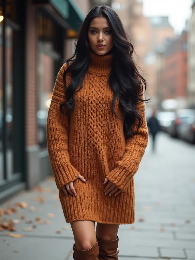 cozy sweater dress ensemble