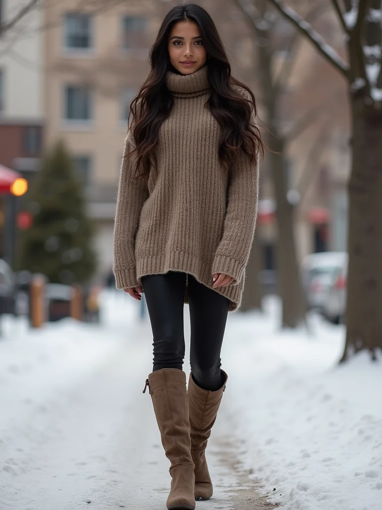 polished layered leggings with boots