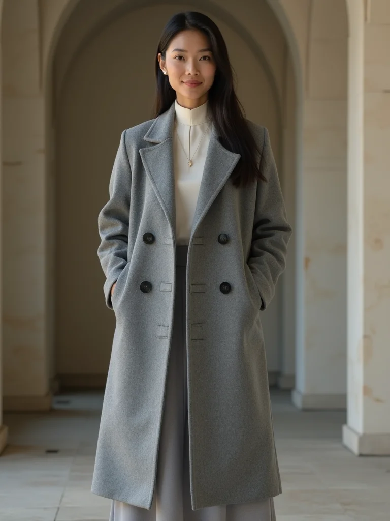 clean tailored wool blend coat