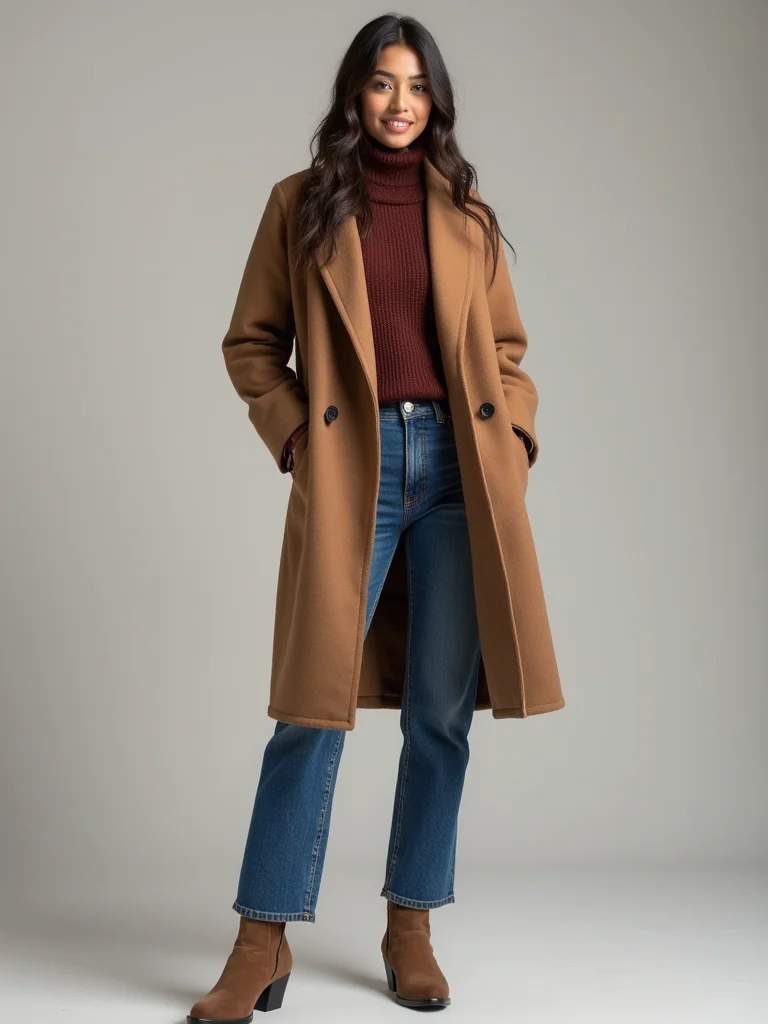 wool wrap coat ensemble