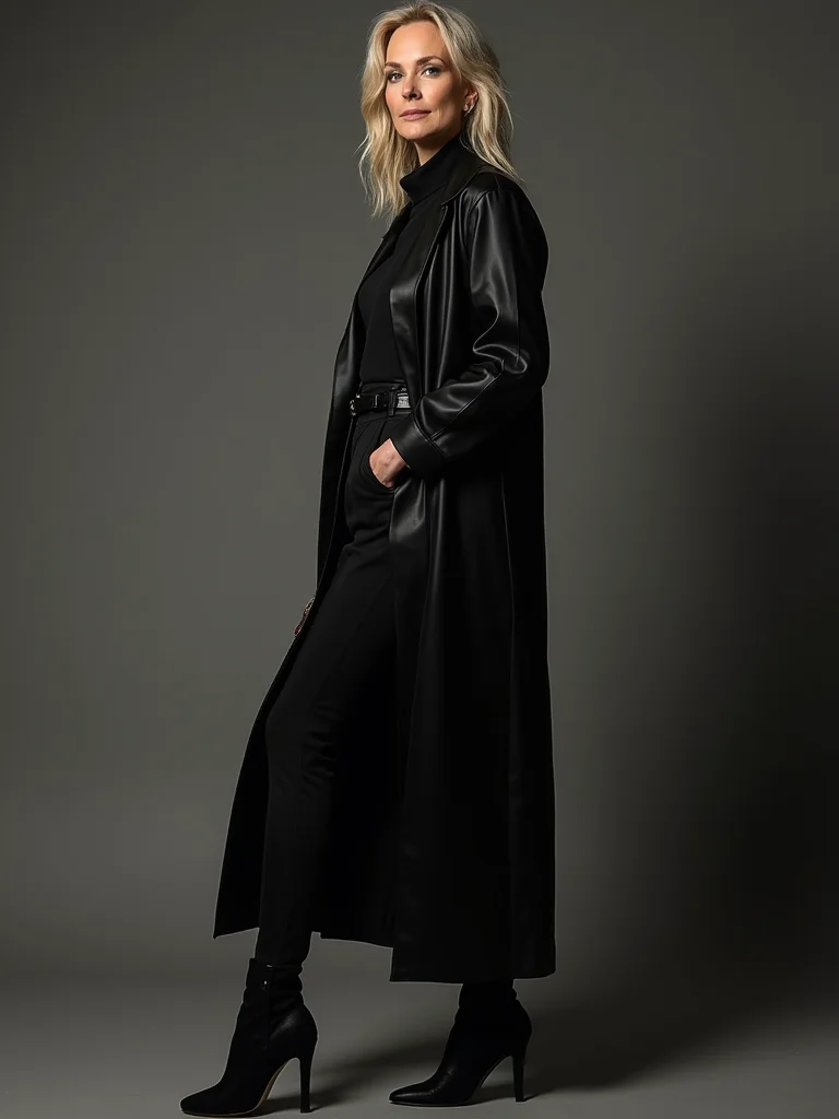 all black satin and leather