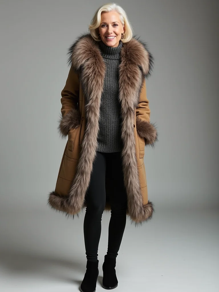 faux fur textured layered styling