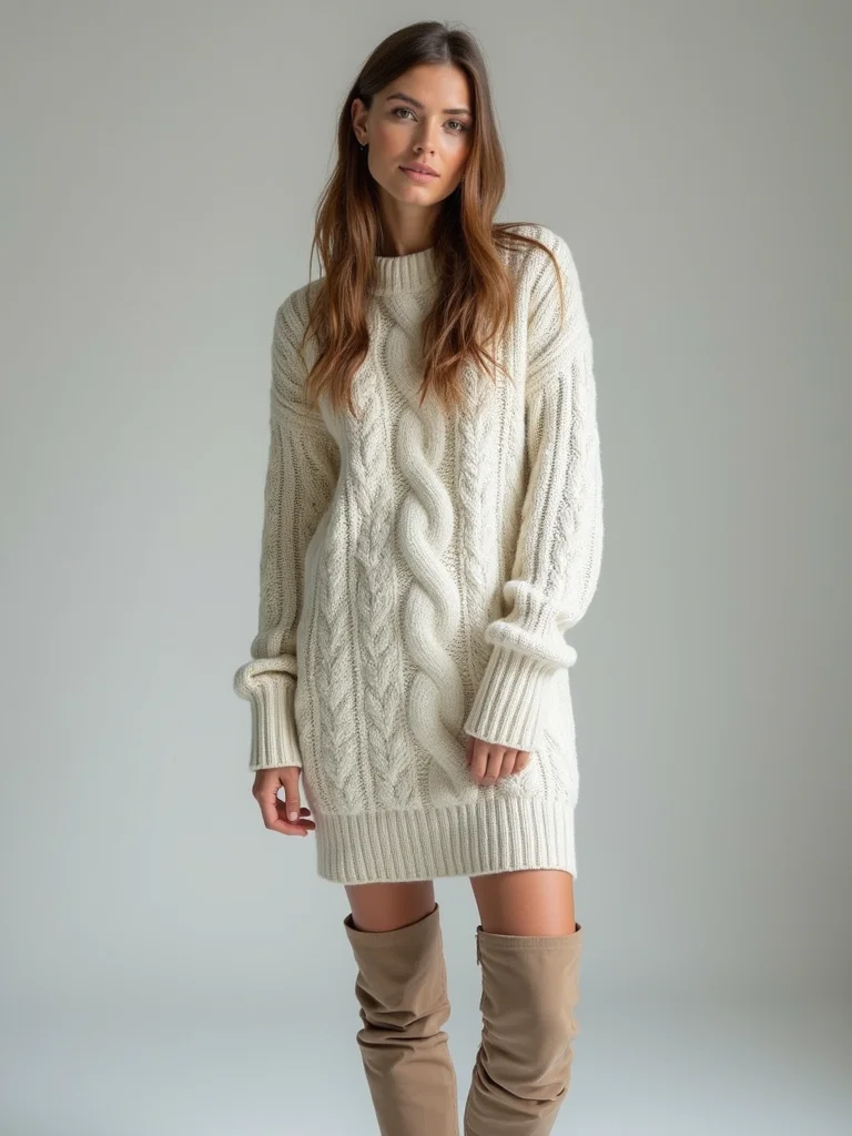 cable knit sweater dress styling