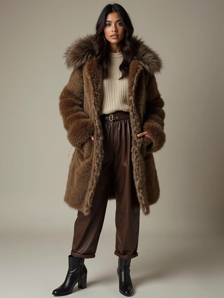 chunky knits leather faux fur