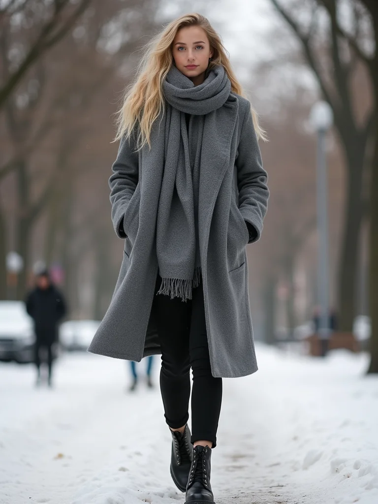 monochrome neutrals bold scarf