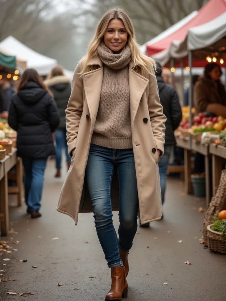 cozy polished layered market outfit