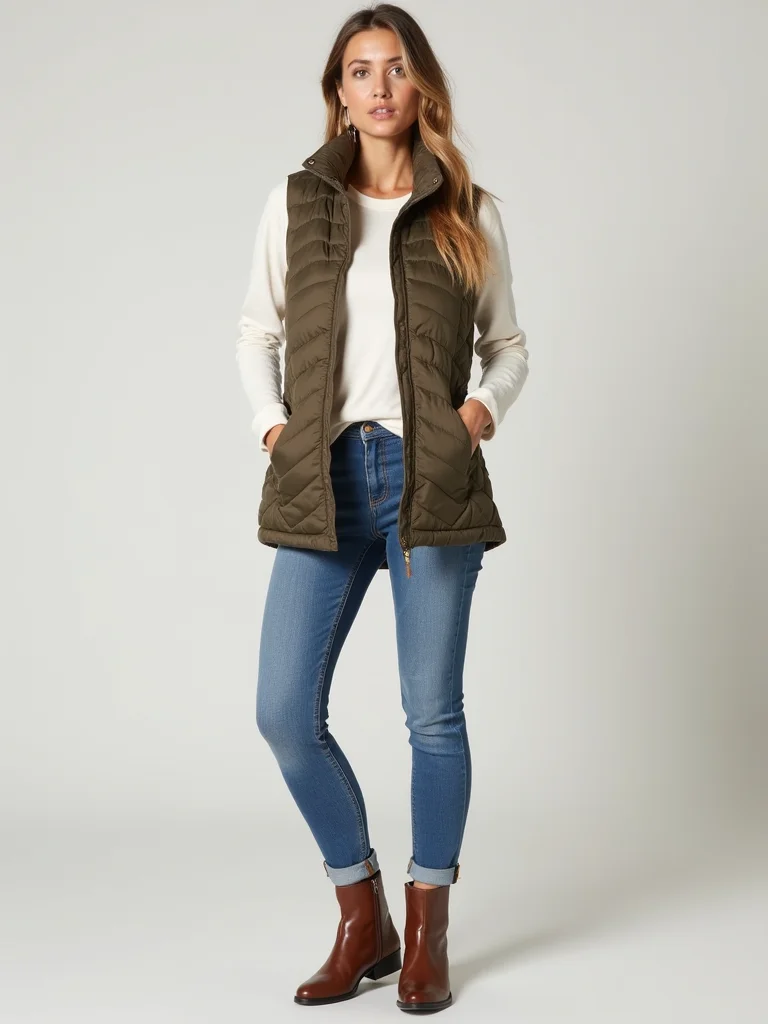 quilted vest layered look