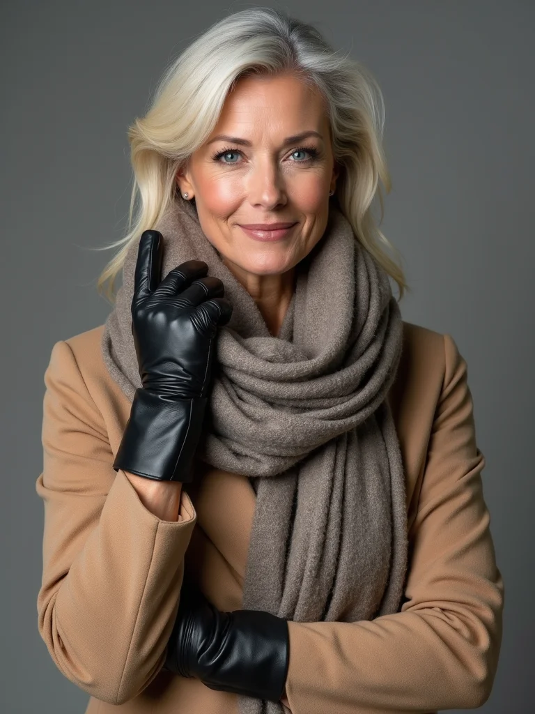 bold scarf leather gloves