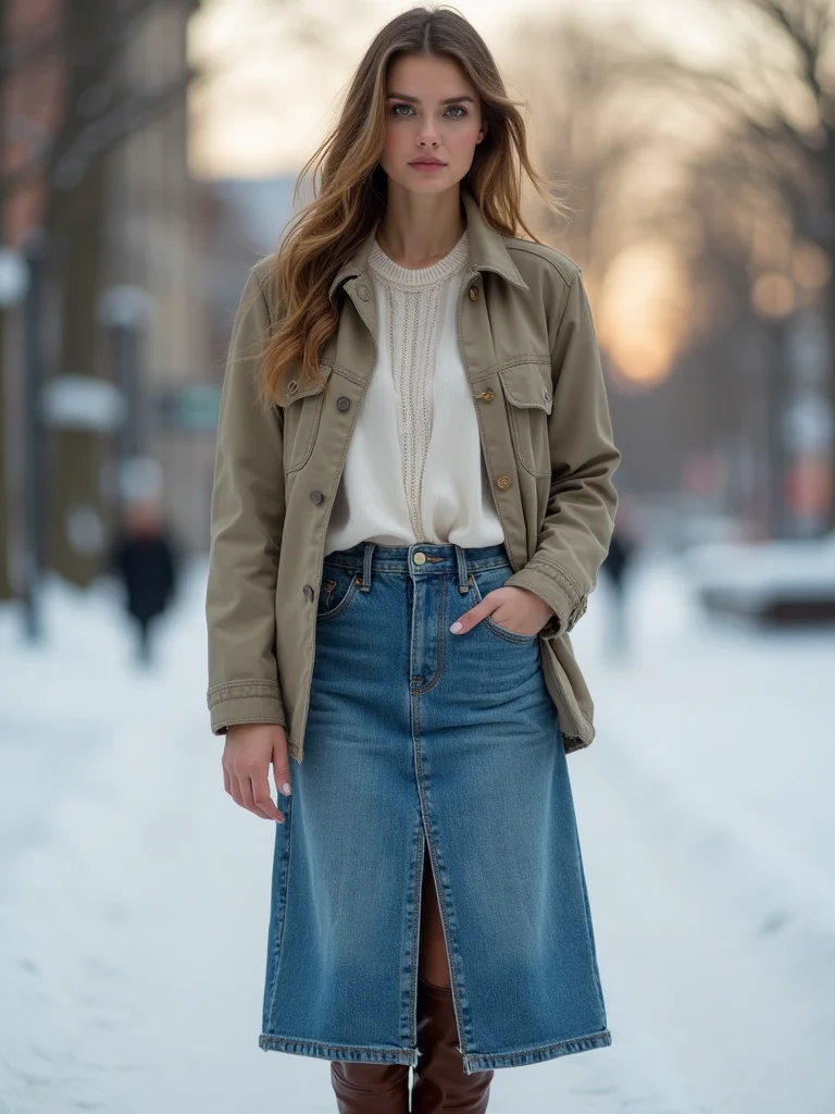 shirt dress over midi denim