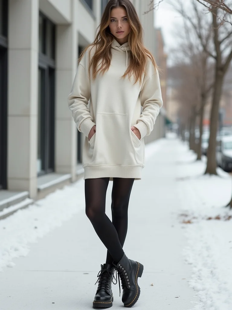 sweatshirt dress with combatboots