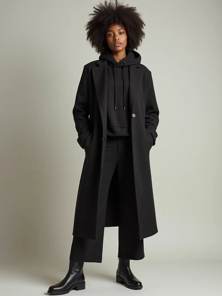 blazer over hoodie contrast