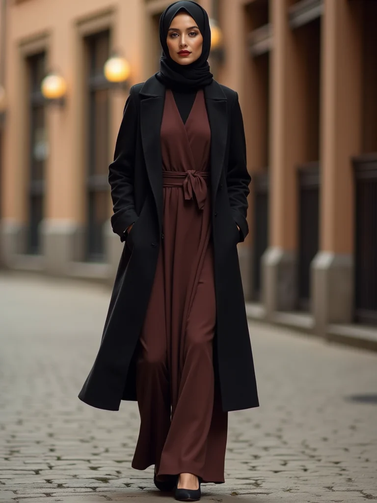 tailored layered evening hijab